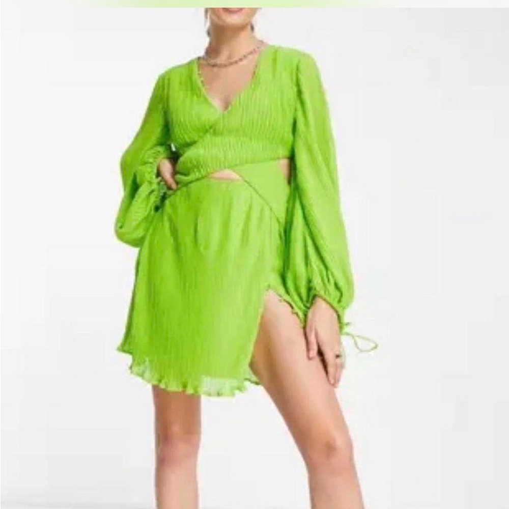 ASOS Lime Green Plunge Mini Dress